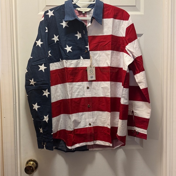 Roper Brand Patriotic Red, White, and Blue Woman’s  Shirt - Picture 2 of 6
